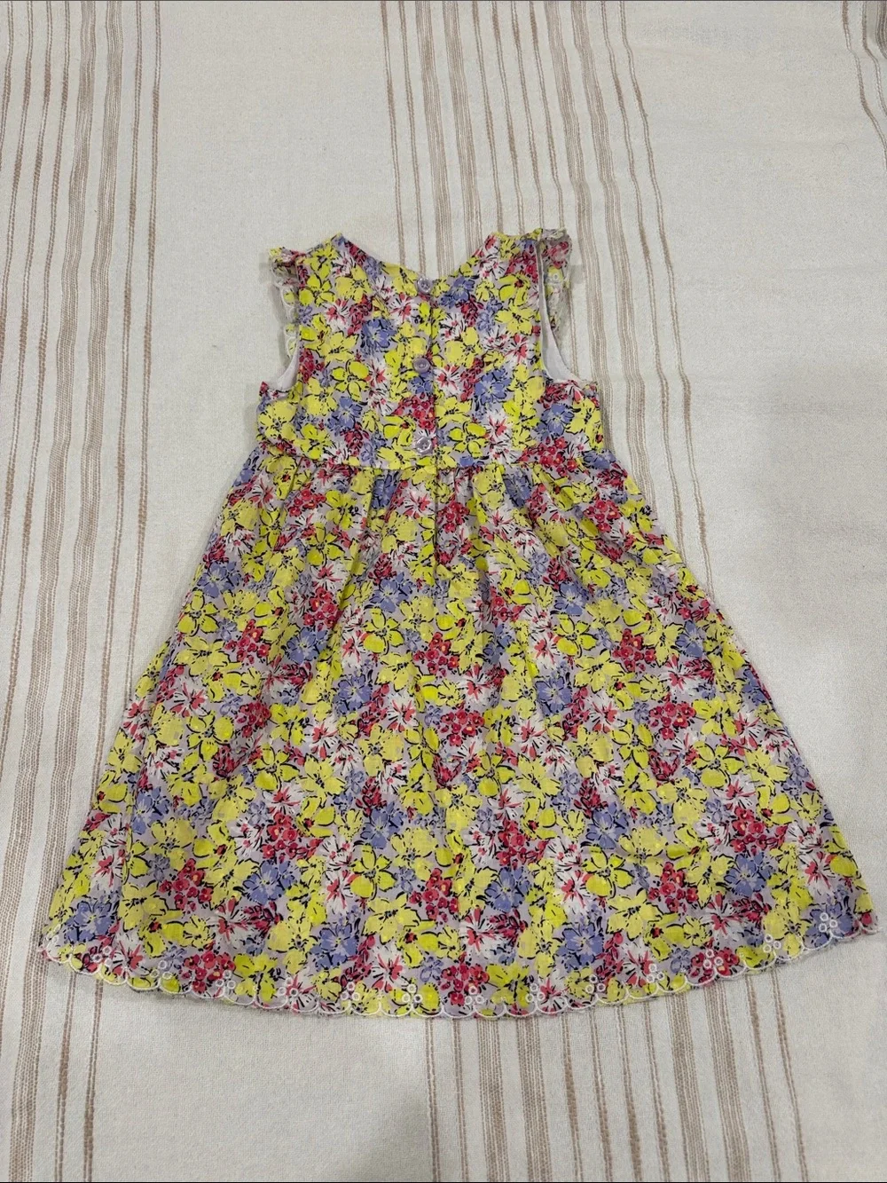Penelope Mack Yellow Floral Ruffled Sundress with Pink & Purple Accents